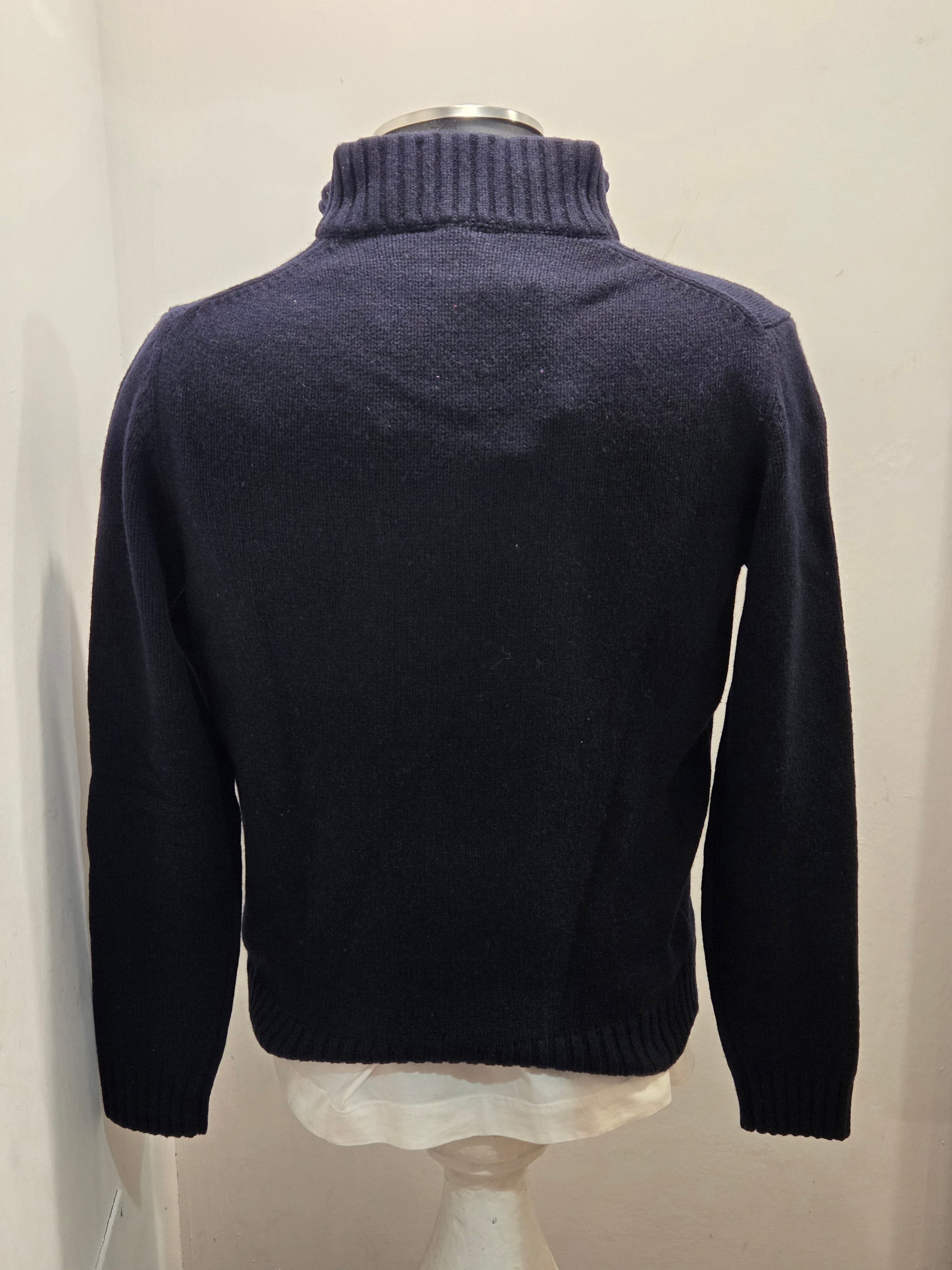 MAGLIONE RE-BRANDED IN CASHEMERE CON ZIP COLOR BLU