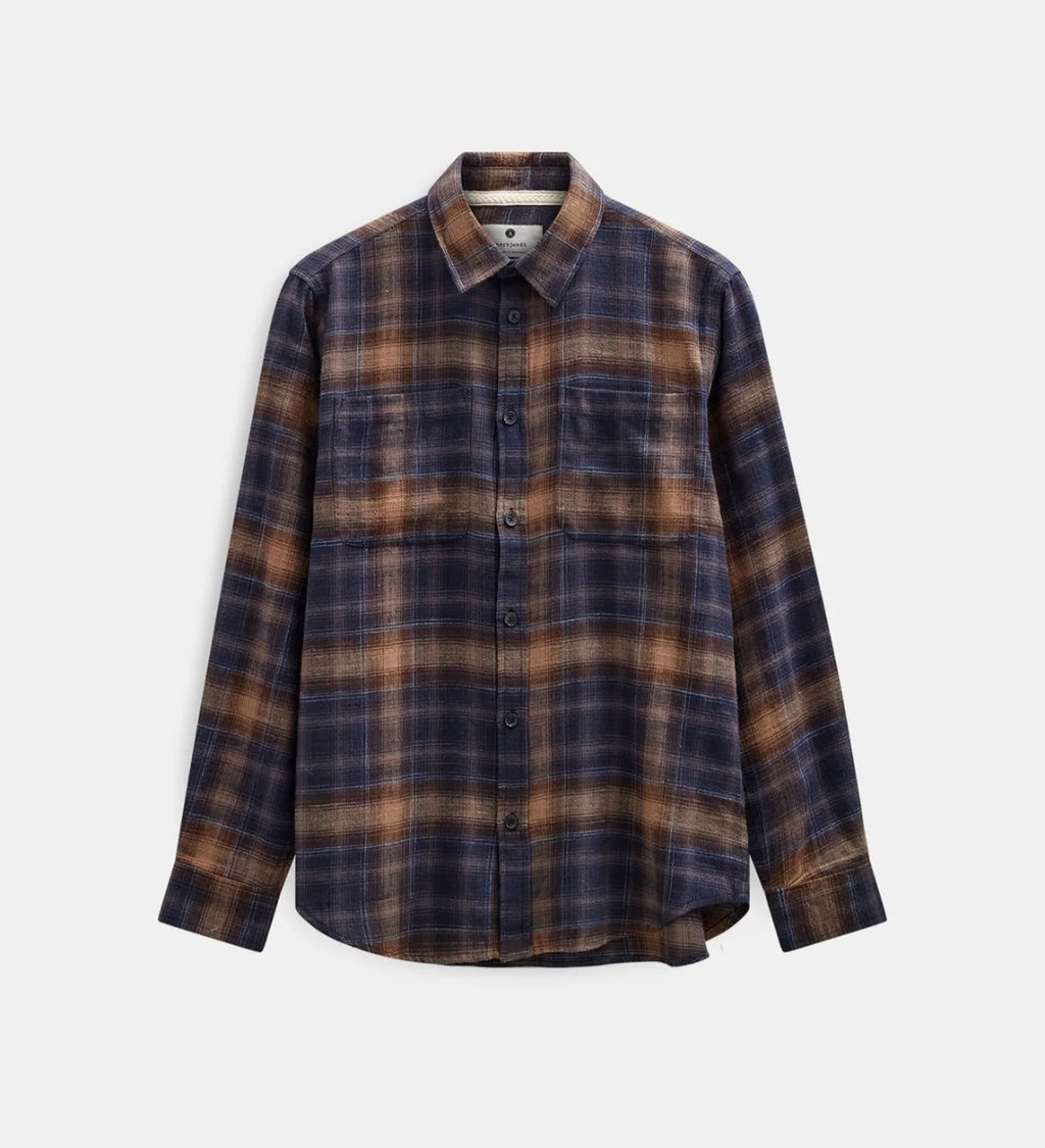 AKLEIF FLANNEL CHECK5 LS SHIRT ANERKJENDT COLOR ESTATE BLUE