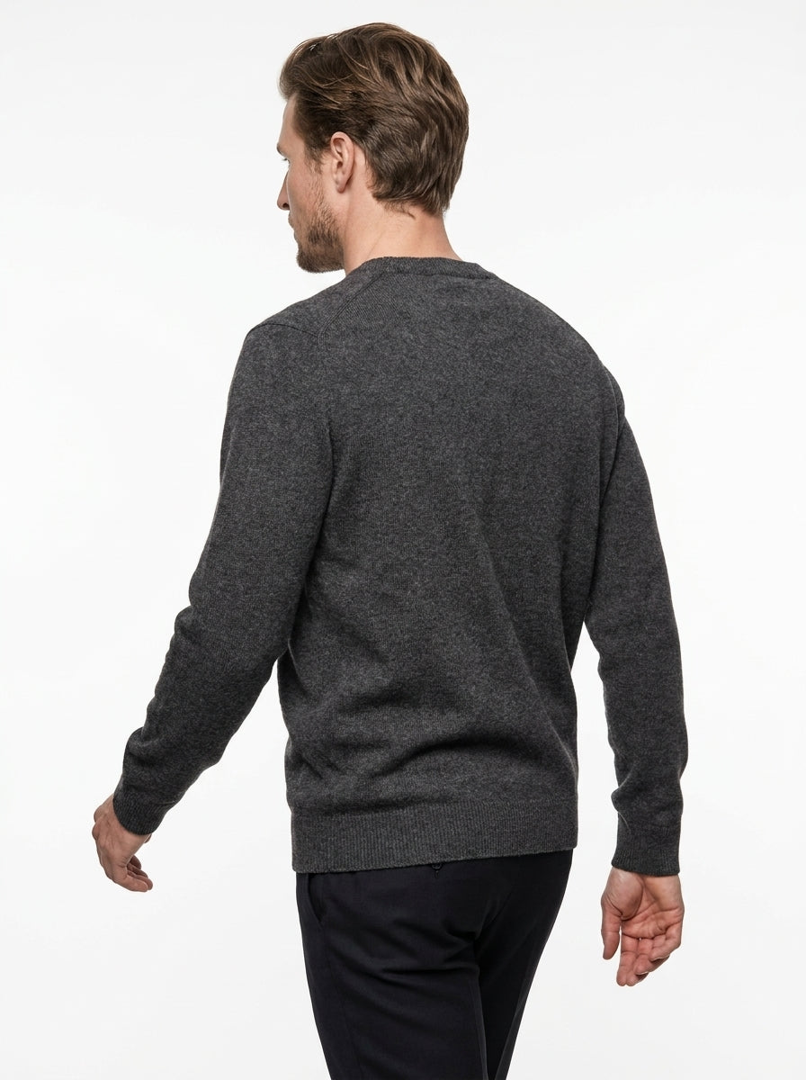 BRAMANTE FELPA GIROCOLLO COLORE GRIGIO MELANGE LANA E CASHMERE MADE IN ITALY