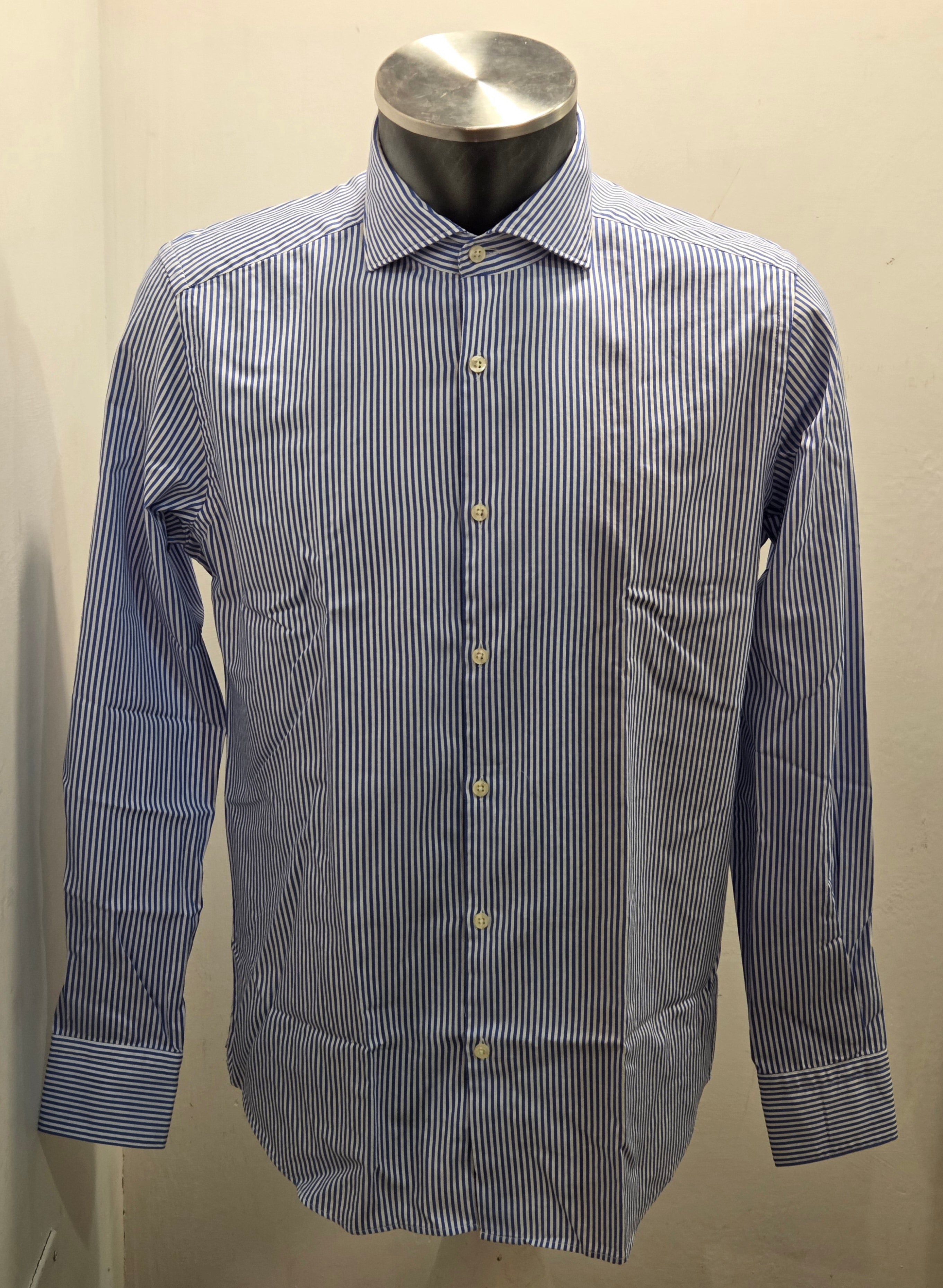 CAMICIA A RIGHE BIANCO AZZURRA GMF ART. 952207/05