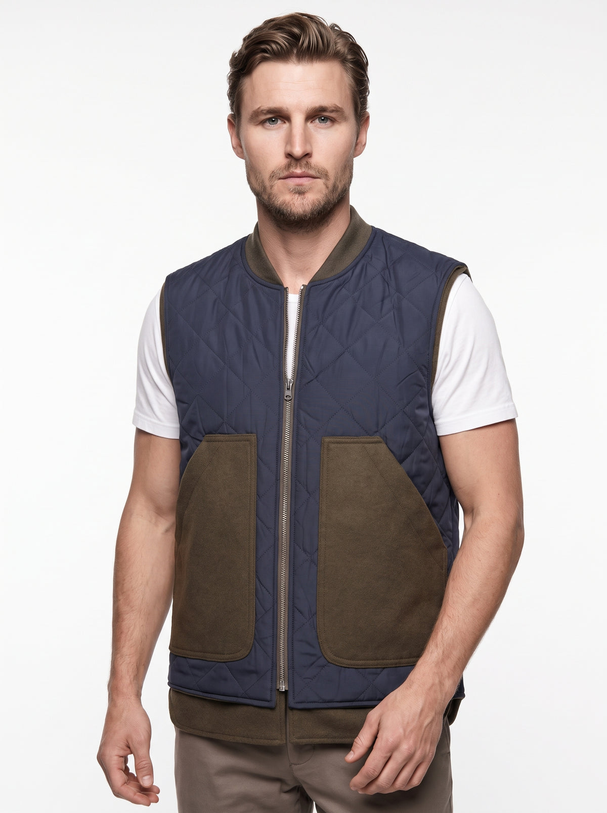 SEADOG CHARLES GILET PANNO TRAPUNTA REVERSIBILE COLORE MILITARE MADE IN ITALY
