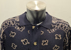 TOOCO POLO SHIRT LONG SLEEVES KNITTING BANDANA NAVY