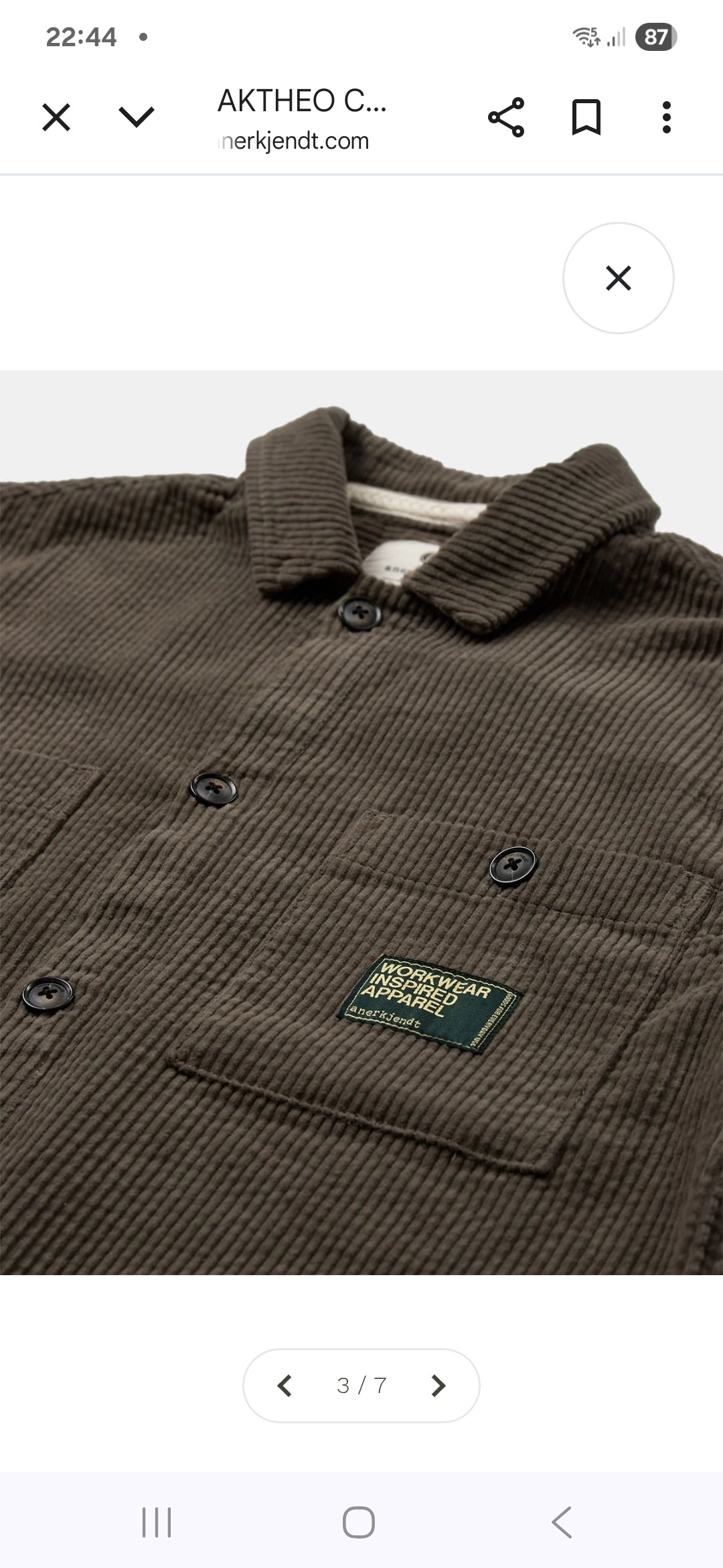OVERSHIRT IN VELLUTO ANERKJENDT COLOR LICHEN GREEN