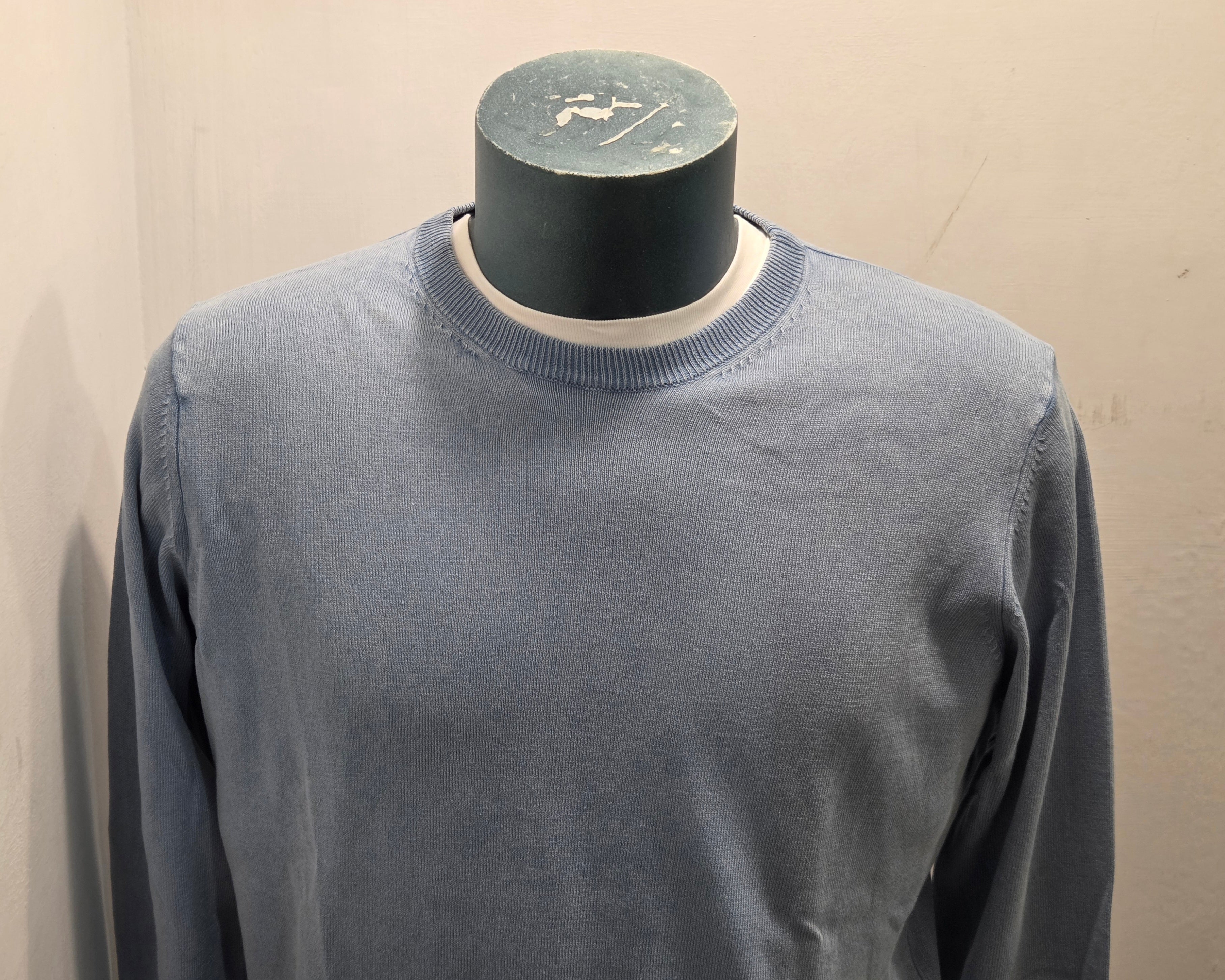 BRAMANTE MAGLIA FILO COTONE MANICA LUNGA COLOR CELESTE