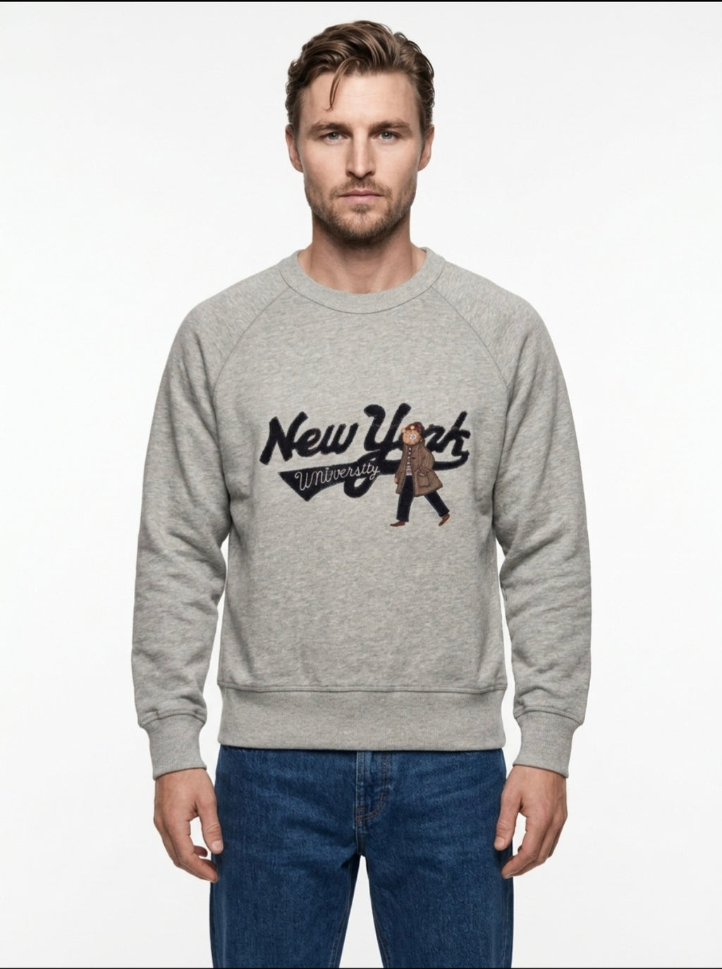 FELPA GIROCOLLO MR. BOX NEW YORK UNIVERSITY COLOR GRIGIO MELANGE
