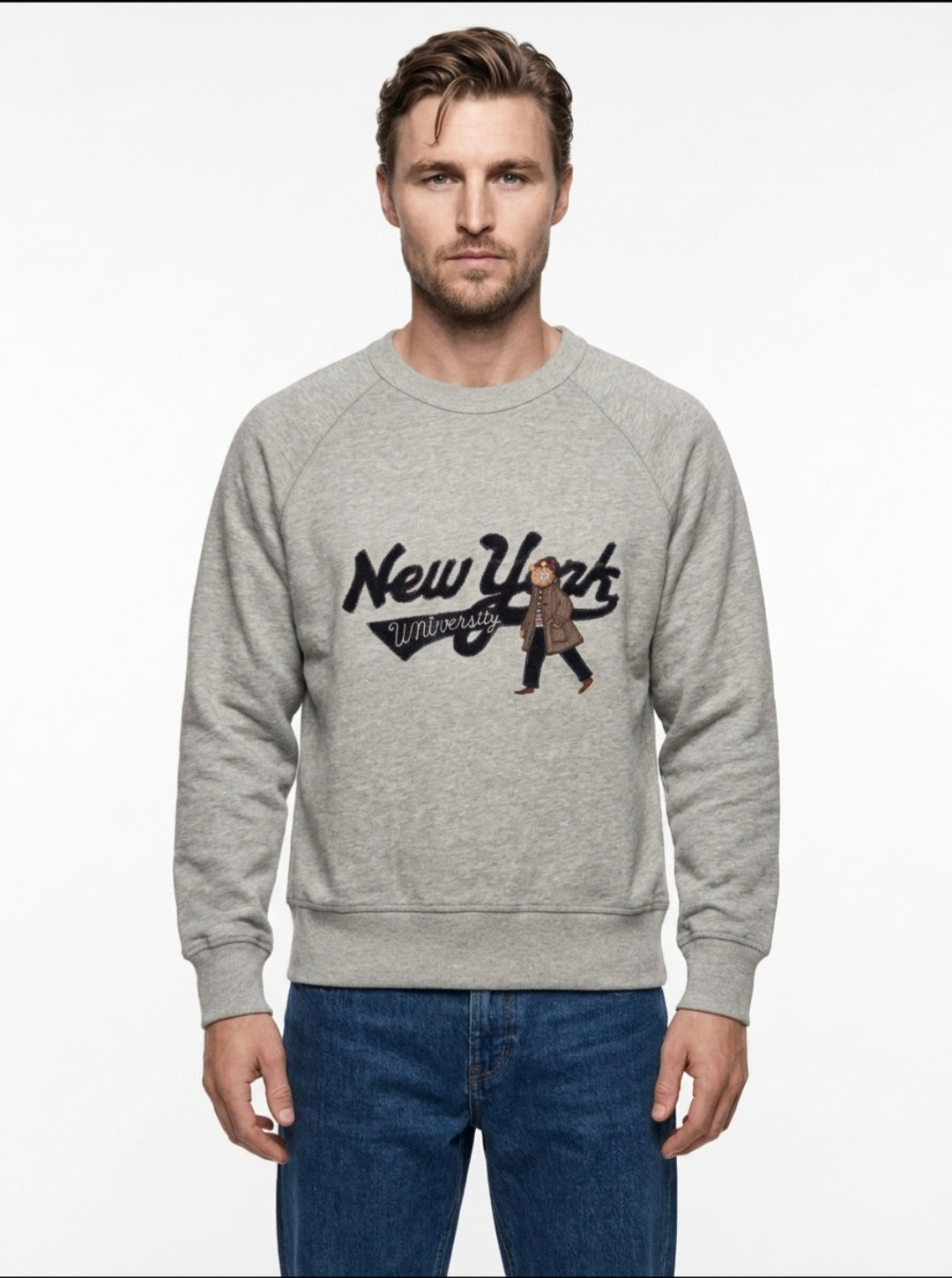 FELPA GIROCOLLO MR. BOX NEW YORK UNIVERSITY COLOR GRIGIO MELANGE