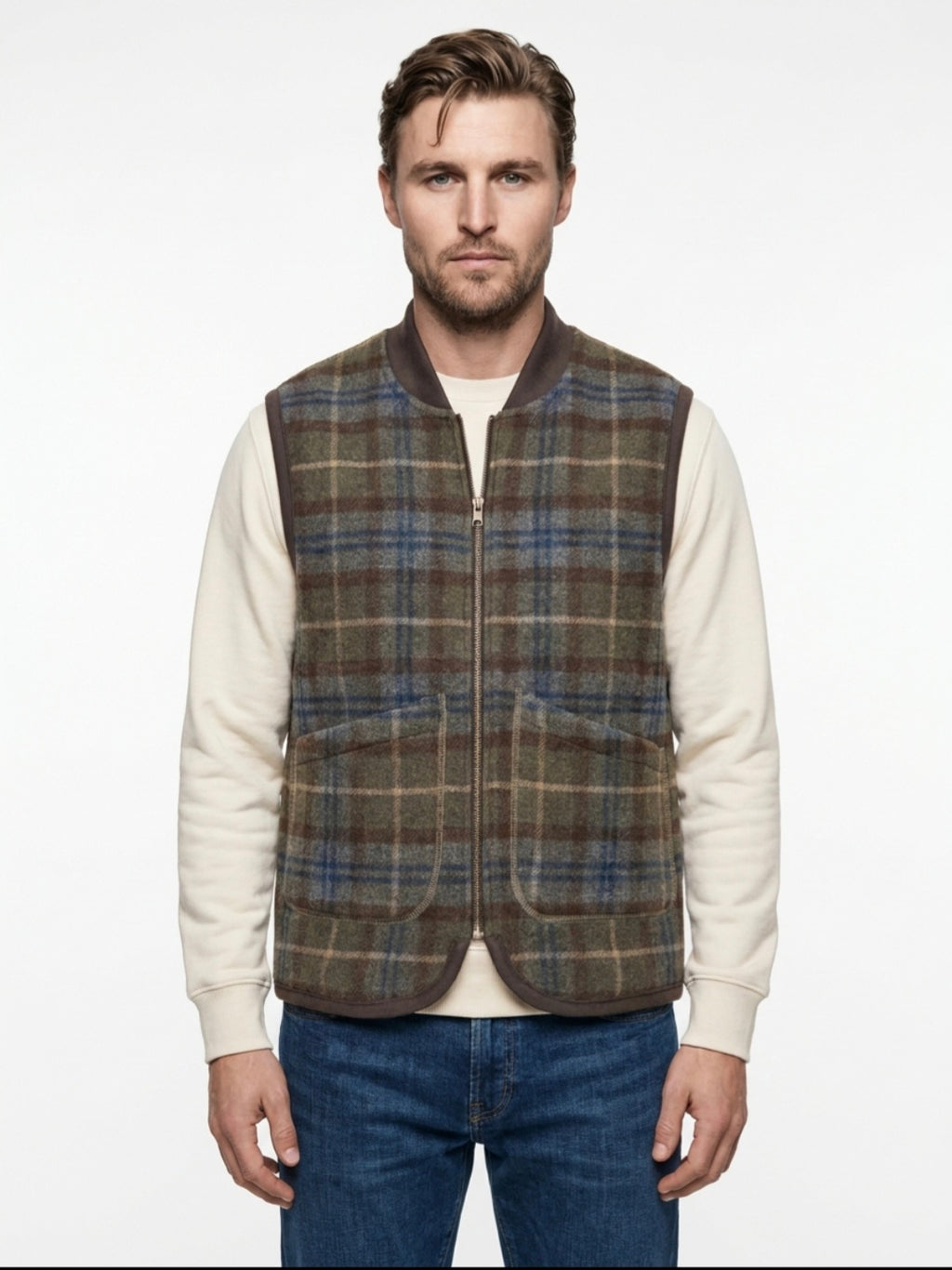 GILET FULL ZIP TARTAN IN THE BOX COLOR GRIGIO SCURO/MULTICOLOR