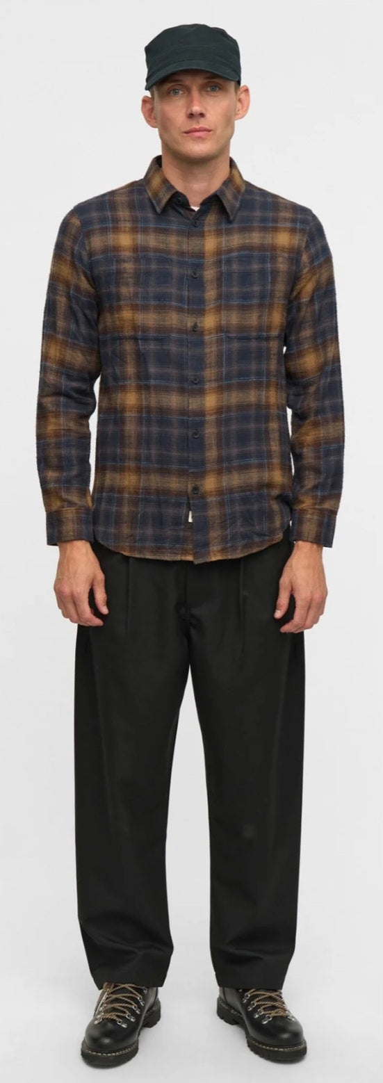 AKLEIF FLANNEL CHECK5 LS SHIRT ANERKJENDT COLOR ESTATE BLUE
