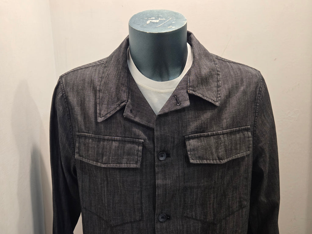 GIACCA CAMICIA WHITE SAND CHAMBRAY COLOR WASHED BLACK
