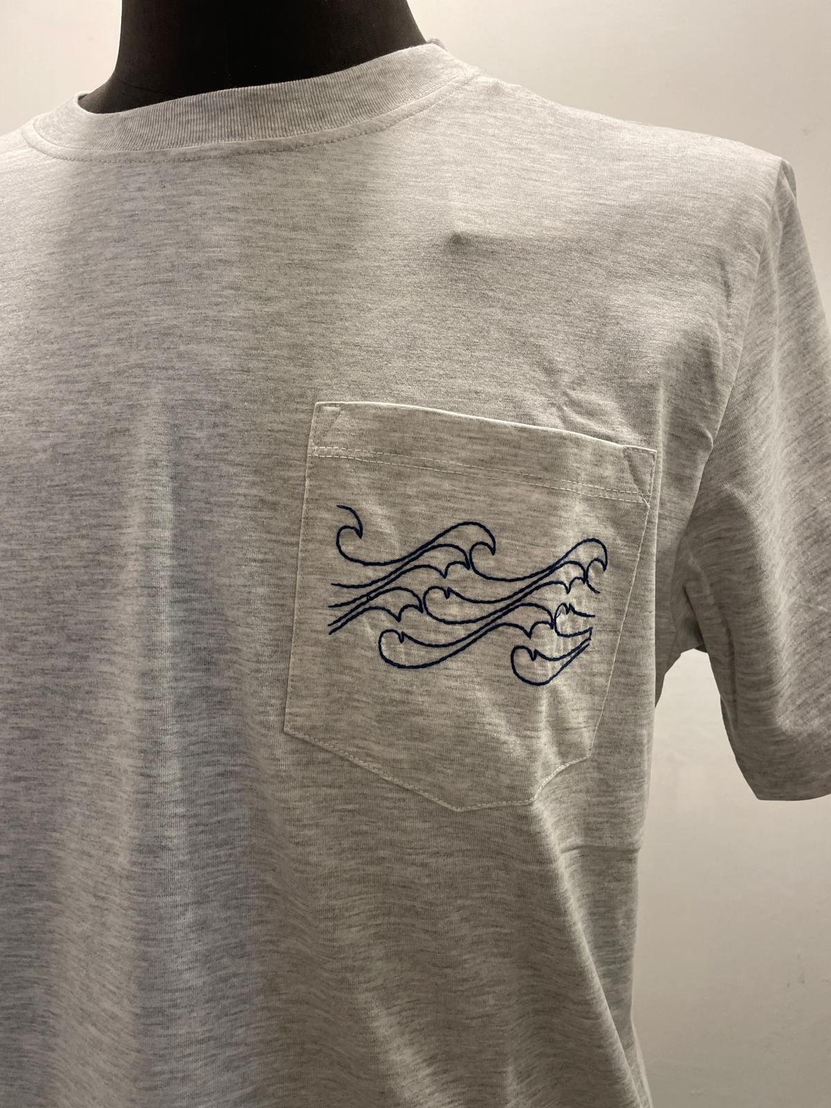 T SHIRT IN THE BOX POCKET WAVE COLOR GRIGIO SS25009
