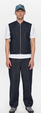 AKROBIN DEMIN GILET ANERKJENDT COLOR DARK BLUE DENIM