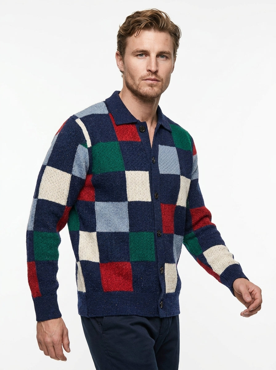 GALLIA CARDIGAN IN CHECK CON BOTTONI MADE IN ITALY