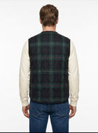 GILET REVERSIBILE IN THE BOX LANA TARTAN BLU/NYLON BLU