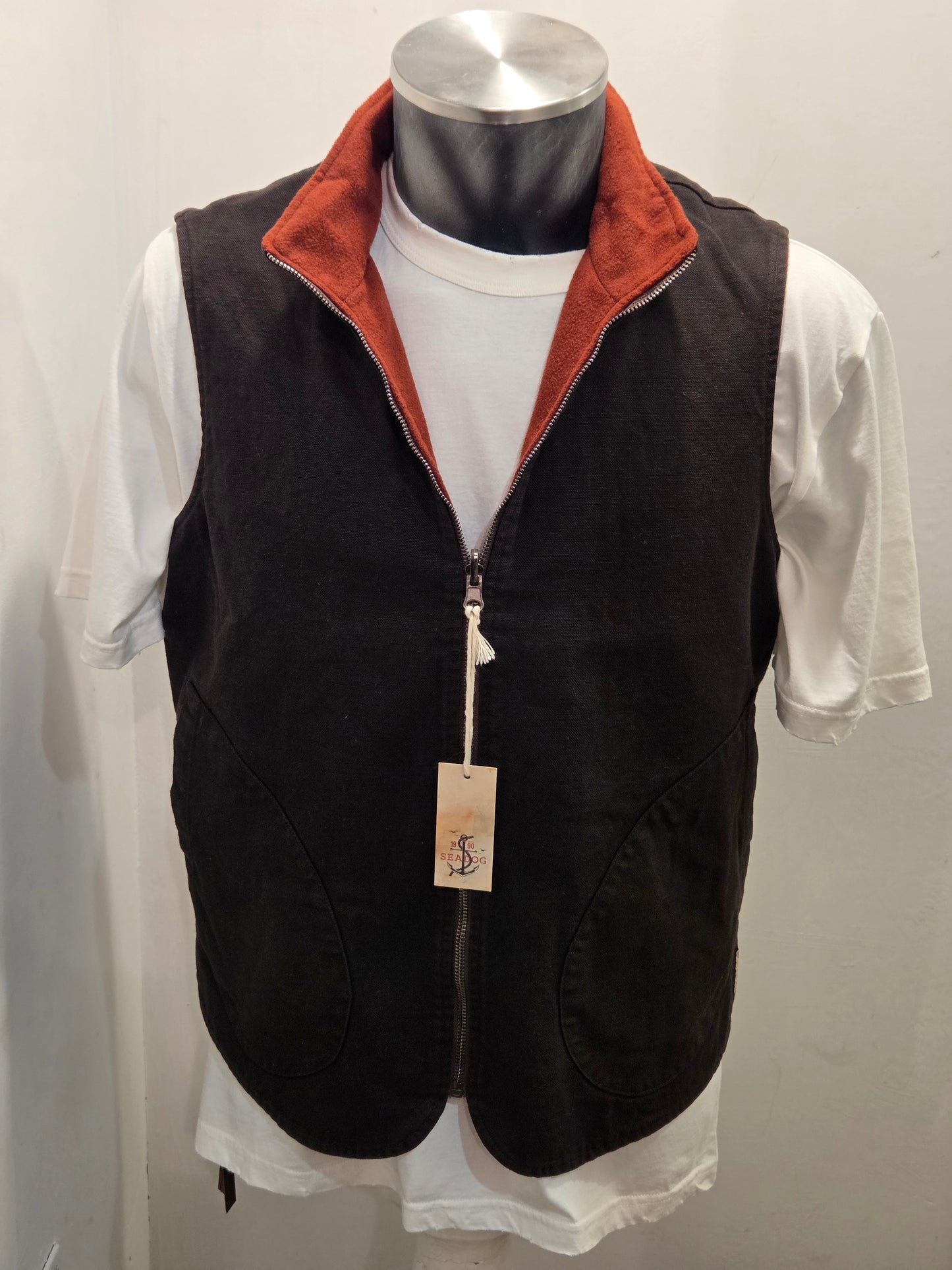 GILET SEADOG DOUBLE FACE JEFF PANNO RING NERO/COCCIO