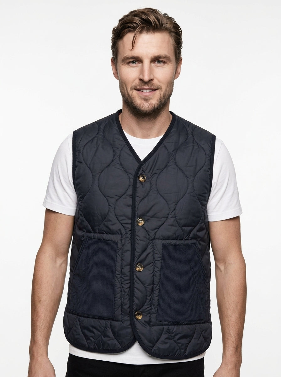 GILET REVERSIBILE IN THE BOX LANA TARTAN BLU/NYLON BLU