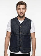 GILET REVERSIBILE IN THE BOX LANA TARTAN BLU/NYLON BLU