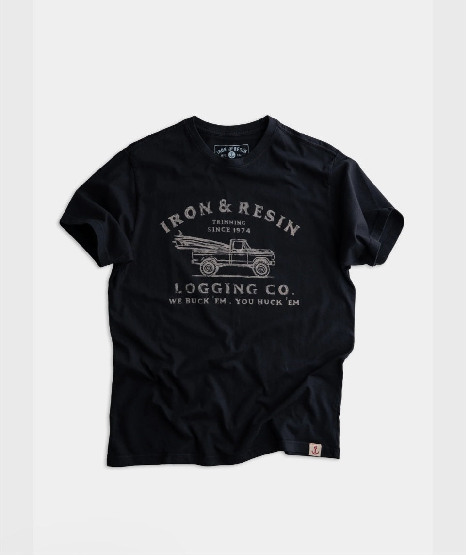 IRON AND RESIN T-SHIRT LOGGING TEE COLOR BLACK 100% COTONE JERSEY 260g
