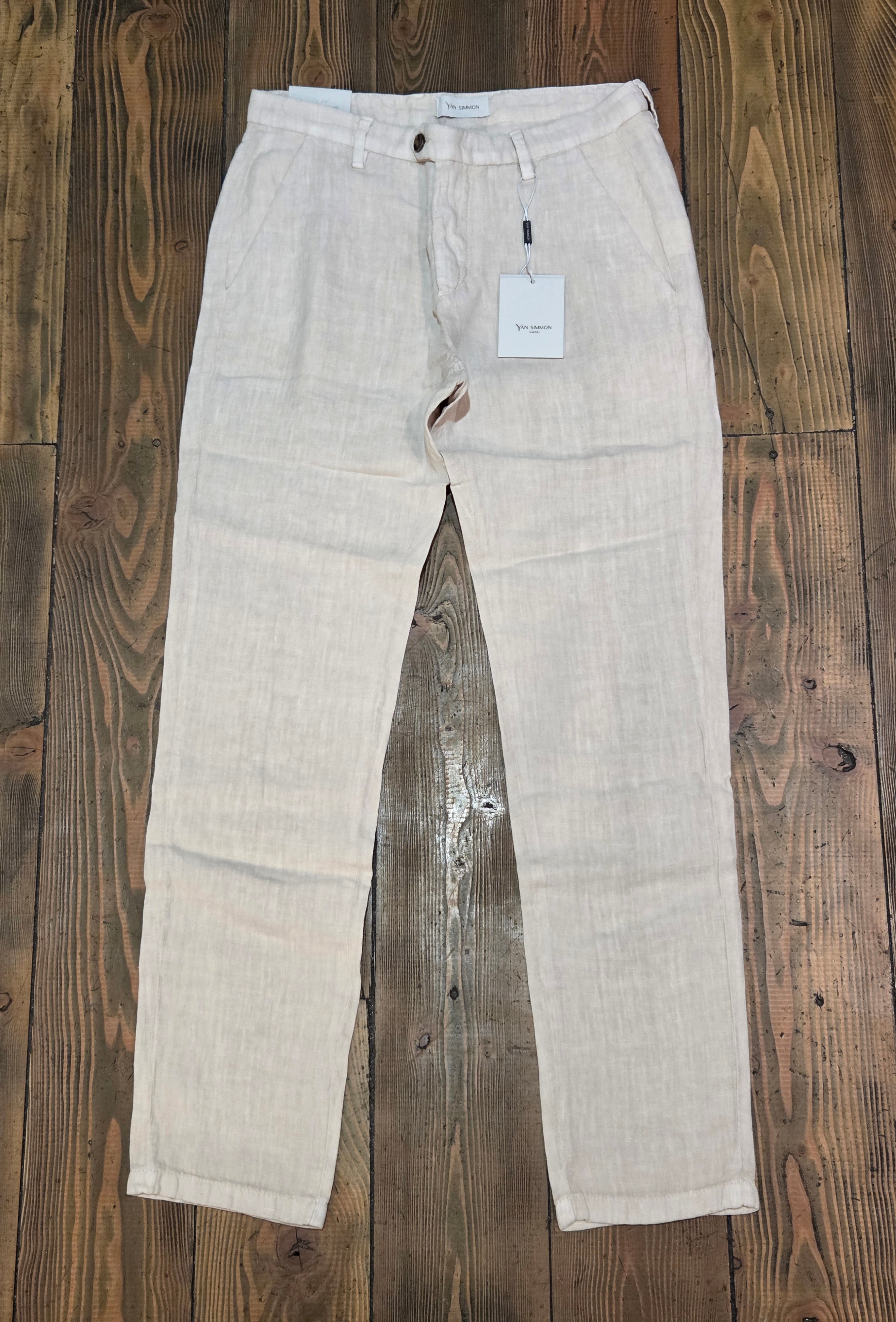 PANTALONI YAN SIMMON MODELLO WORLD T656W 100% LINO COLOR ECRÙ