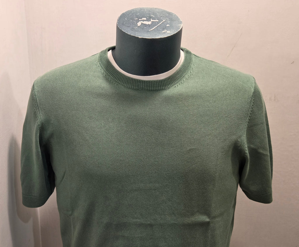BRAMANTE MAGLIA FILO COTONE MANICA CORTA COLOR VERDE