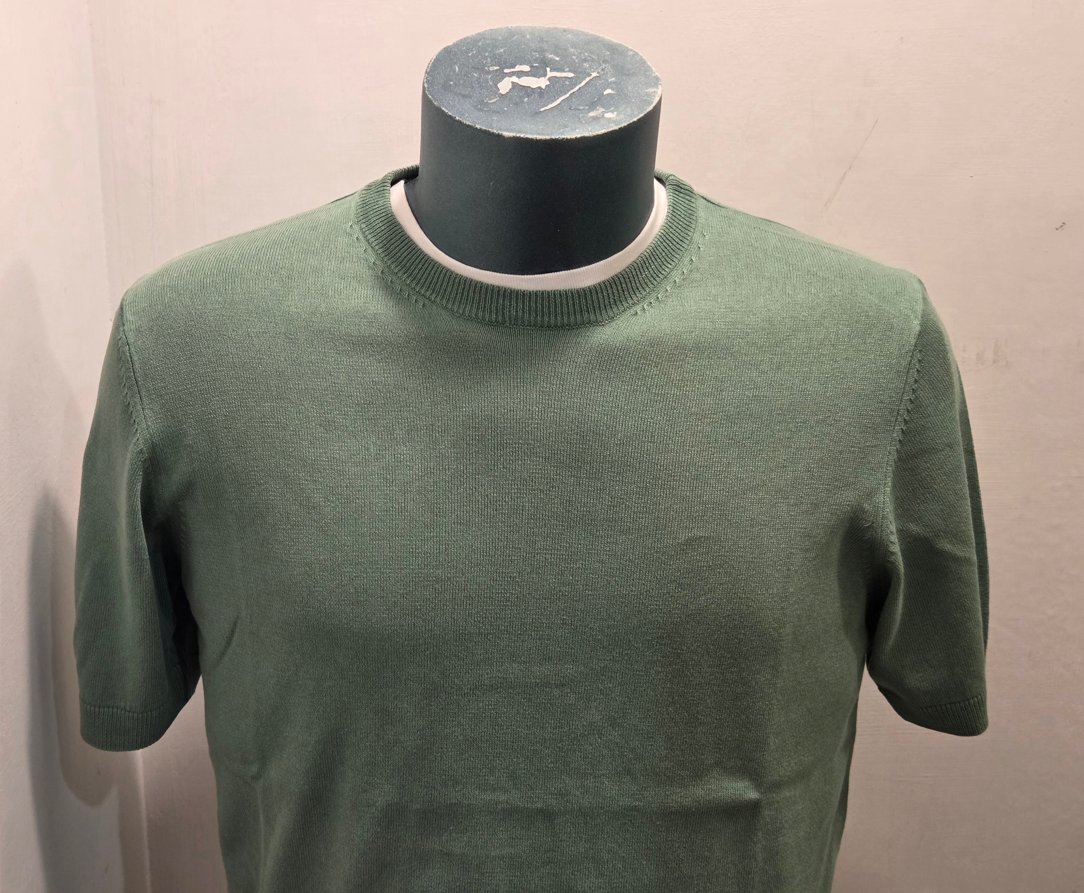 BRAMANTE MAGLIA FILO COTONE MANICA CORTA COLOR VERDE