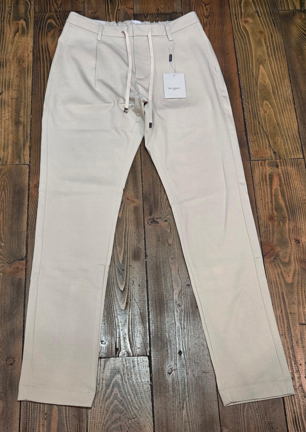 PANTALONI YAN SIMMON LIFE T414L PUNTO MILANO CON LACCIO COLOR CORDA.
