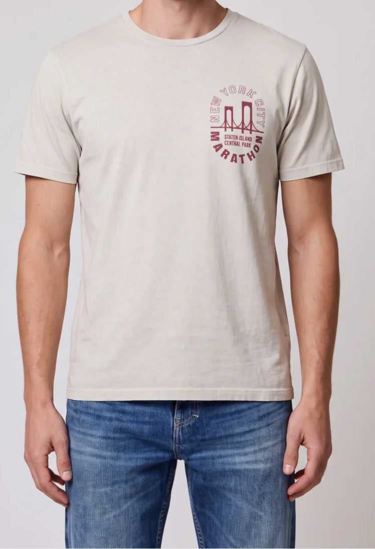 T-SHIRT BOWERY NYC MODELLO NEW YORK CITY MARATHON VINTAGE JERSEY COLOR VANILLA
