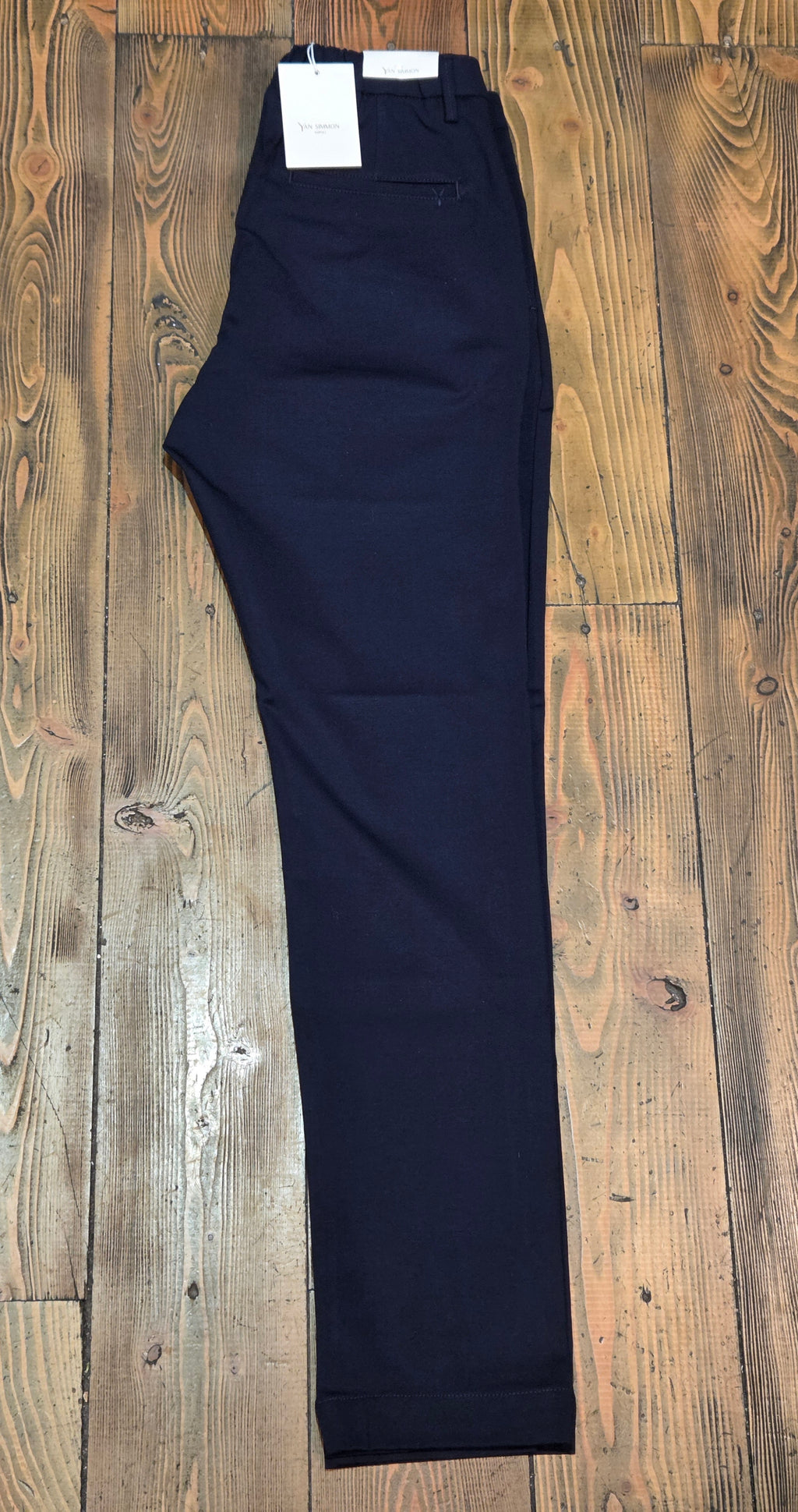 PANTALONI YAN SIMMON LIFE T414L PUNTO MILANO CON LACCIO COLOR BLU