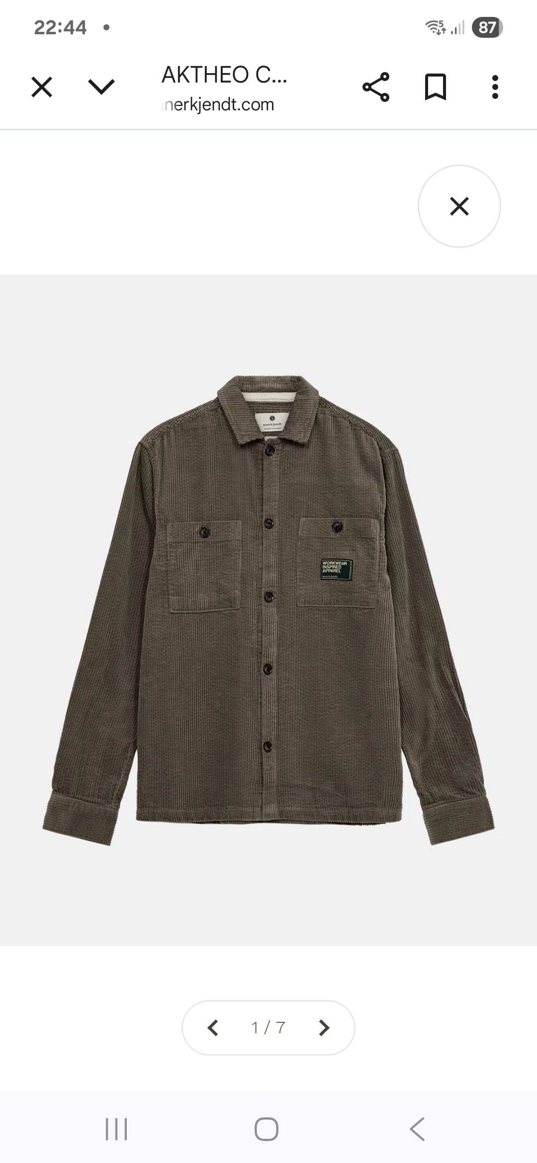 OVERSHIRT IN VELLUTO ANERKJENDT COLOR LICHEN GREEN