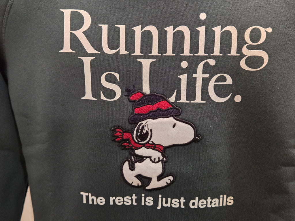 FELPA IN THE BOX GIROCOLLO VERDE SNOOPY RUNNING IS LIFE