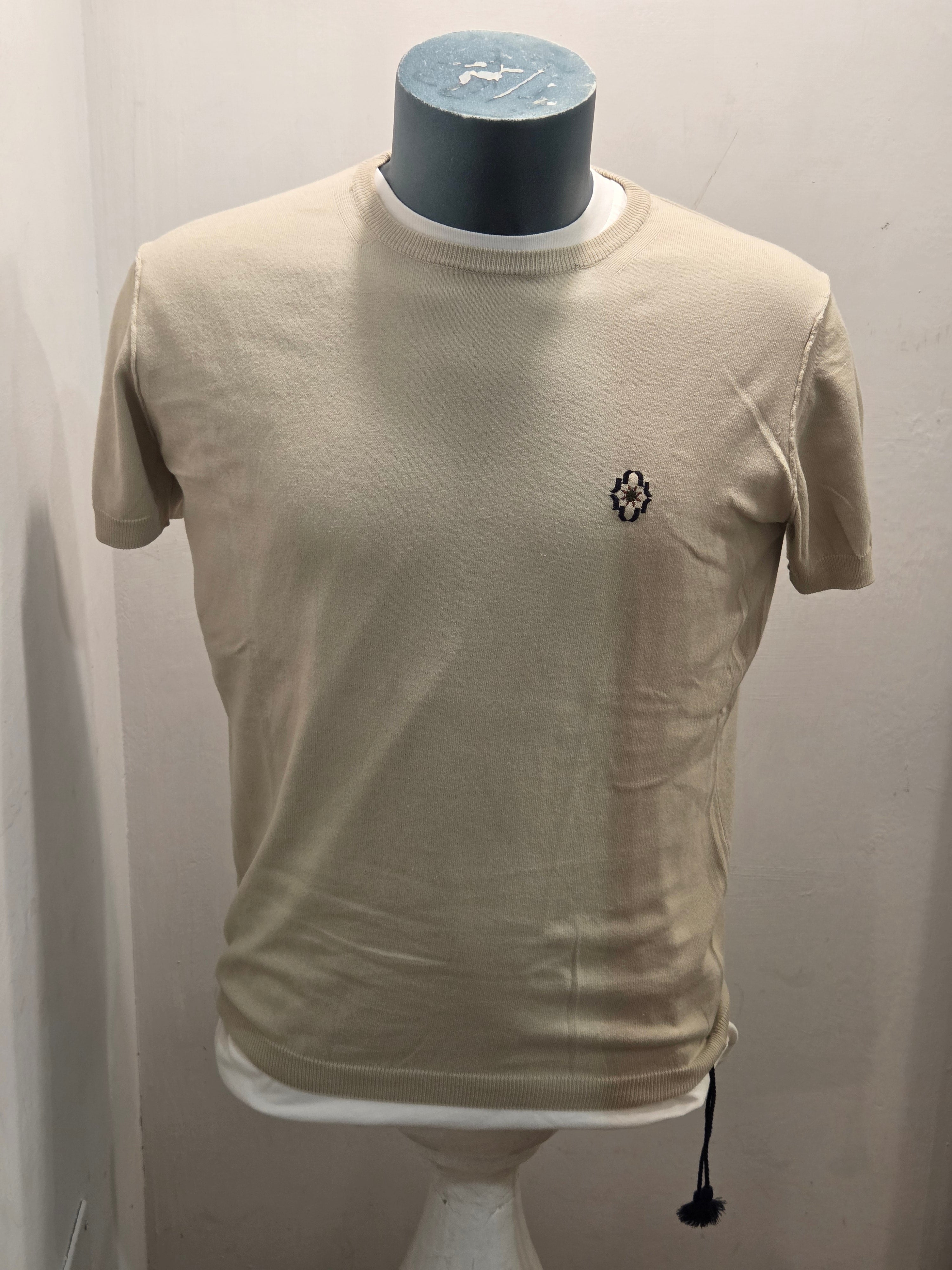 IN THE BOX MAGLIA FILO EMBROIDERY GARMENT DYED COLOR BEIGE