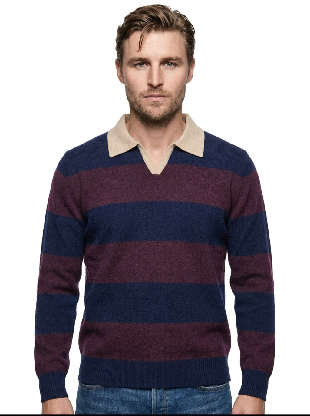 MAGLIA POLO RUGBY IN LANA IN THE BOX COLOR BLU/BORDEAUX