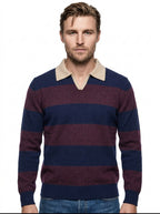 MAGLIA POLO RUGBY IN LANA IN THE BOX COLOR BLU/BORDEAUX