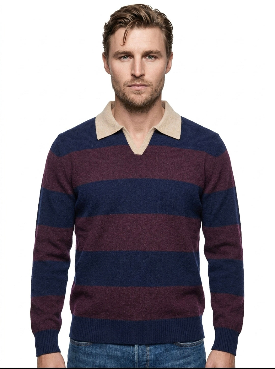 MAGLIA POLO RUGBY IN LANA IN THE BOX COLOR BLU/BORDEAUX