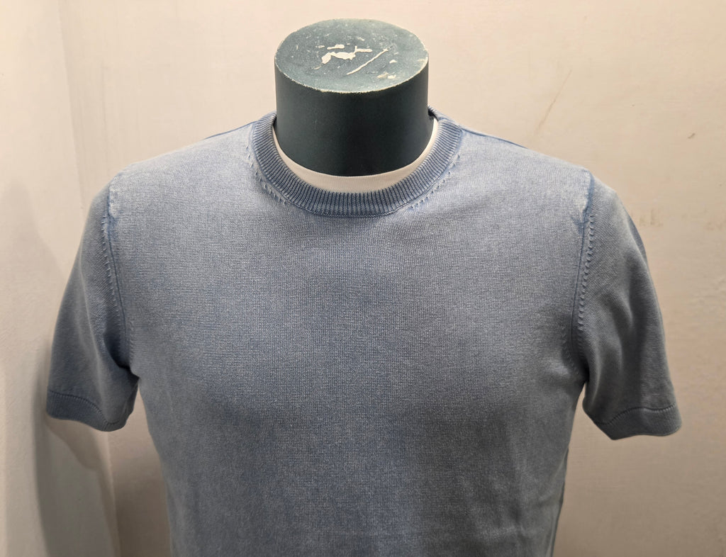 BRAMANTE MAGLIA FILO COTONE MANICA CORTA COLOR CELESTE