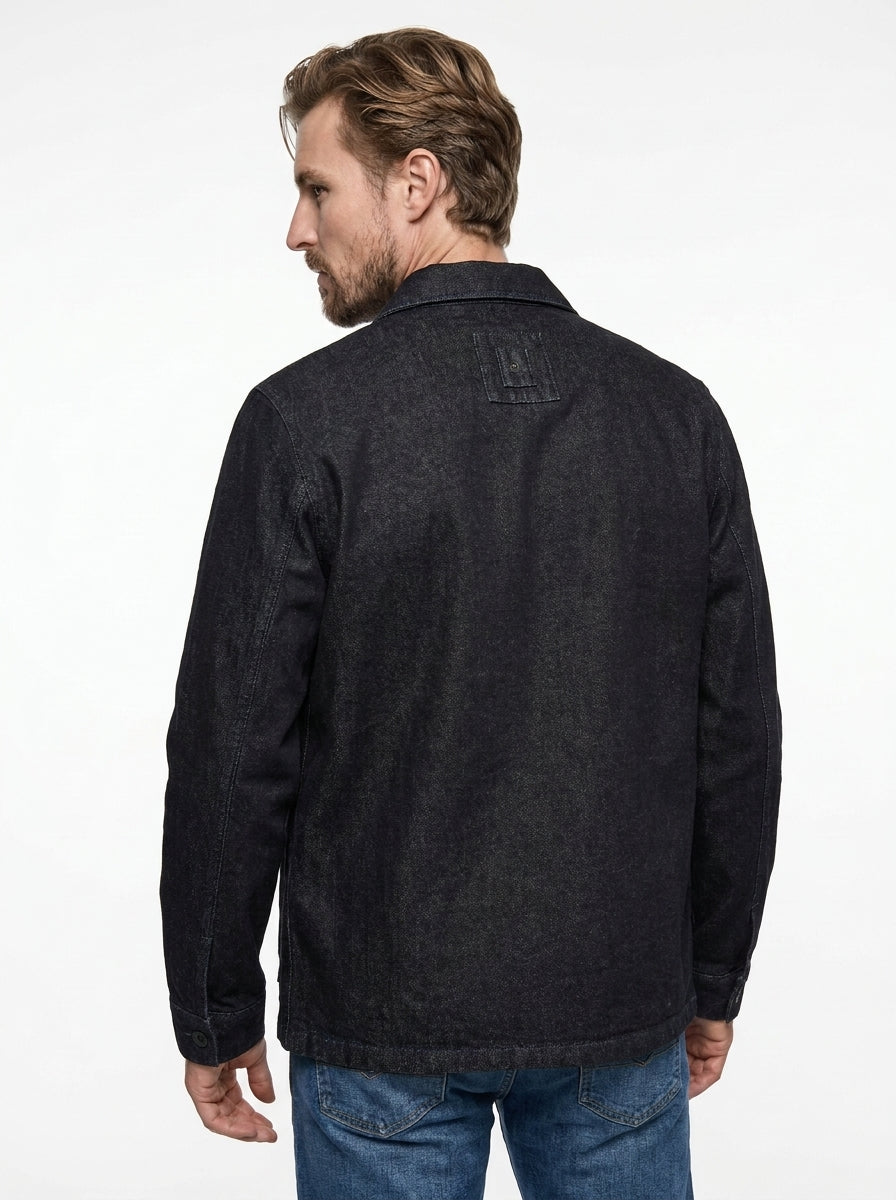 WHITE SAND OVERSHIRT DENIM BLACK MADE IN ITALY