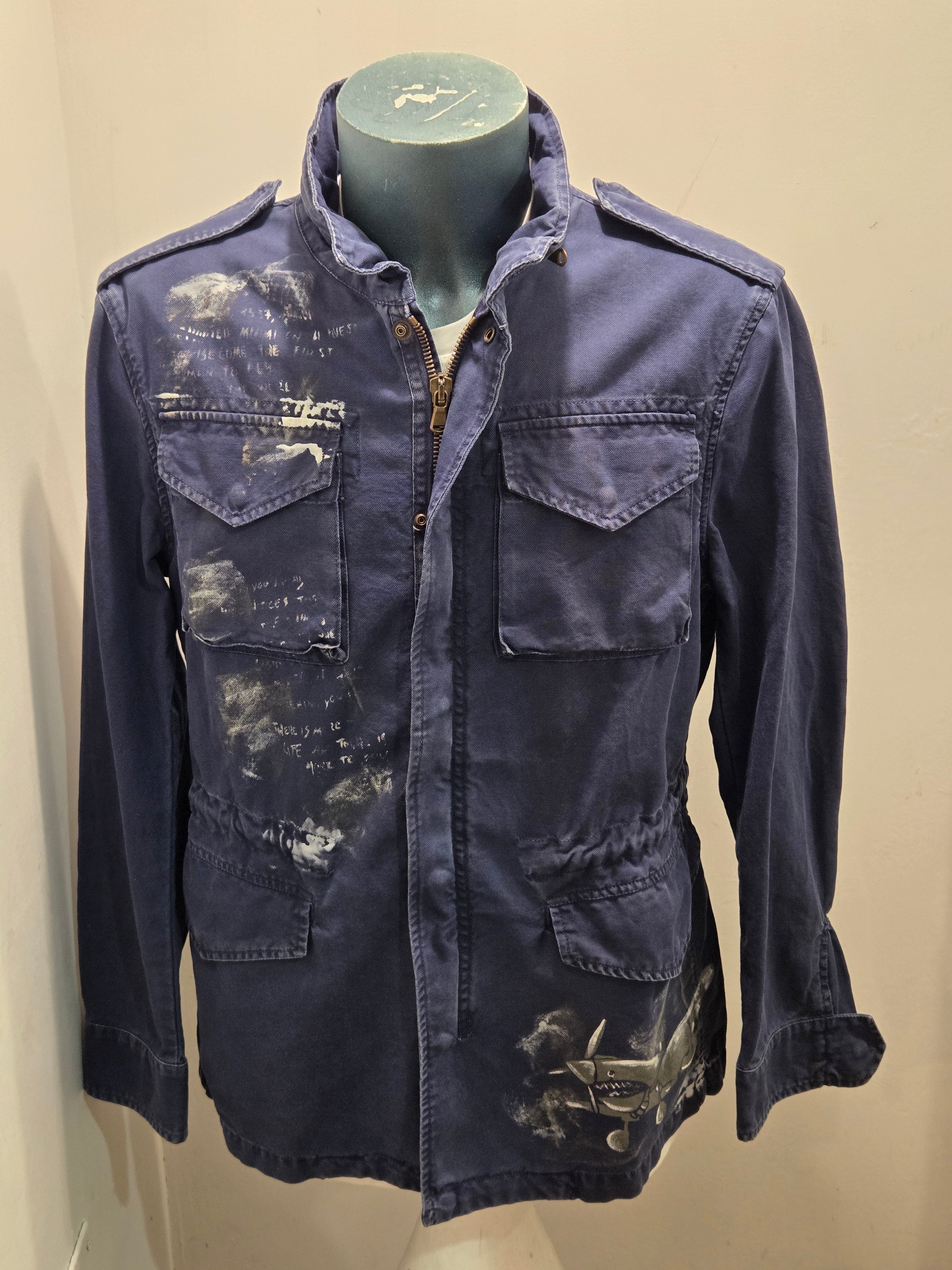 FRONT STREET 8 PAINTED MAN FIELD JACKET COLORE BLUE MADE IN ITALY