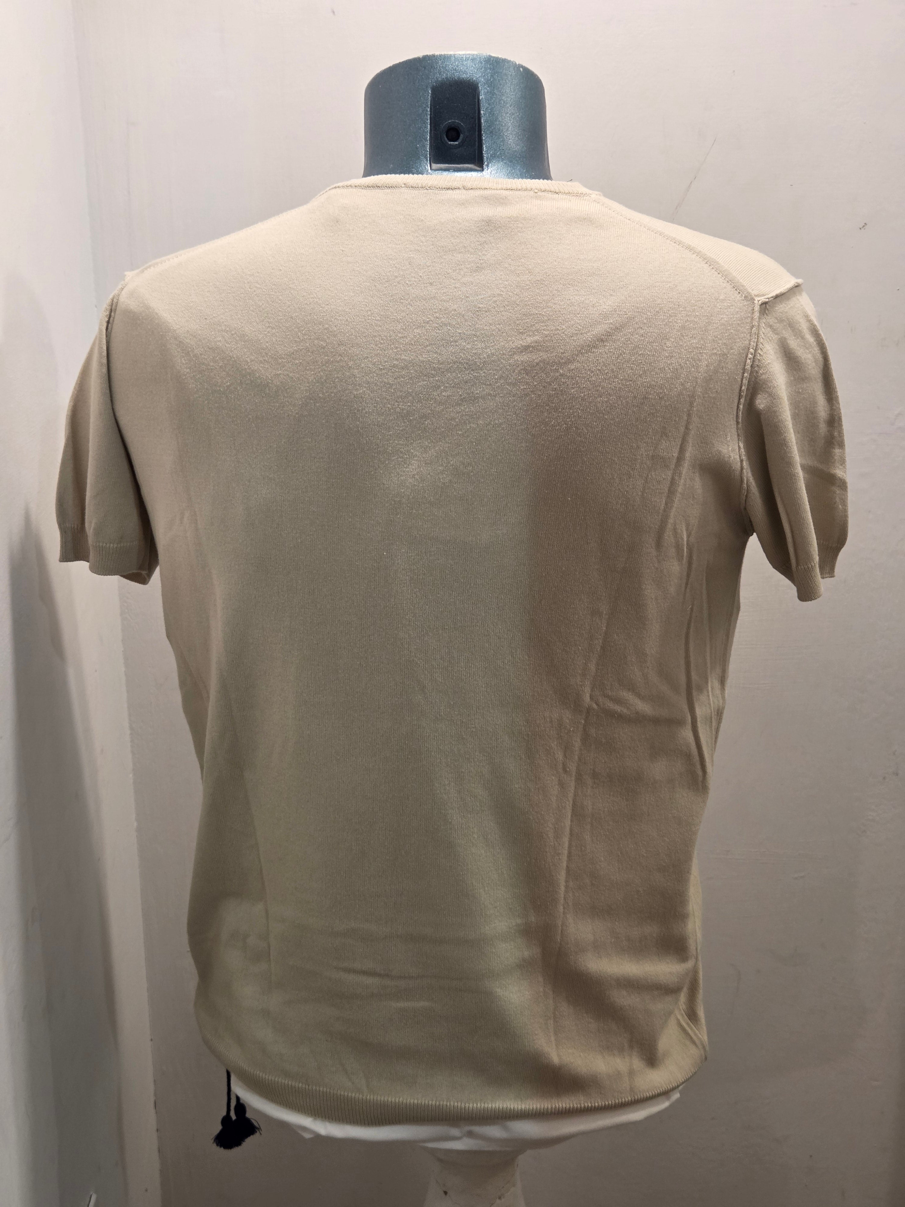 IN THE BOX MAGLIA FILO EMBROIDERY GARMENT DYED COLOR BEIGE