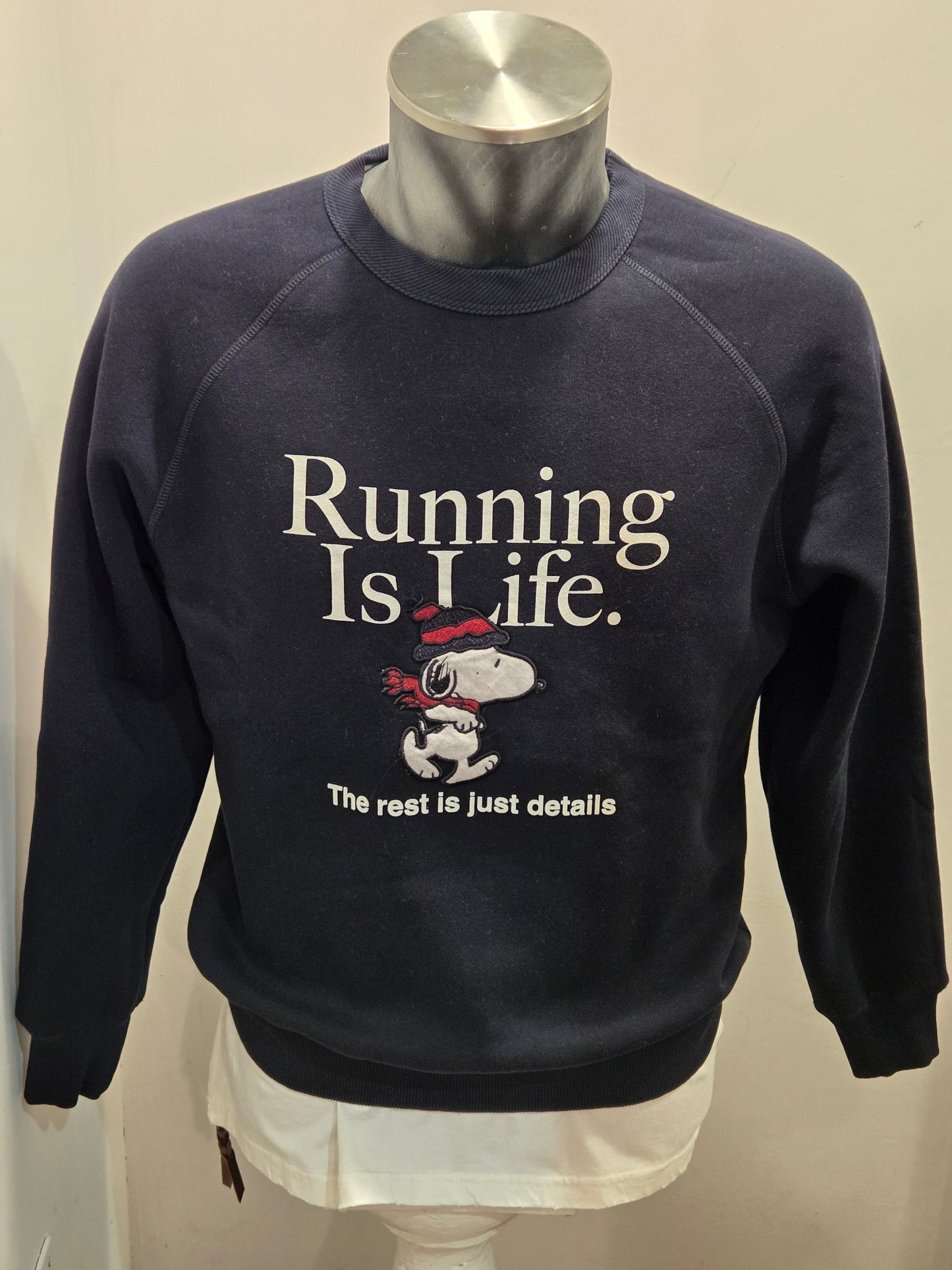 FELPA IN THE BOX GIROCOLLO BLU SNOOPY RUNNING IS LIFE