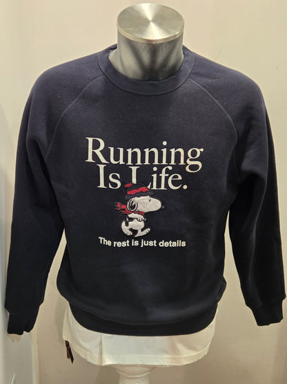 FELPA IN THE BOX GIROCOLLO BLU SNOOPY RUNNING IS LIFE