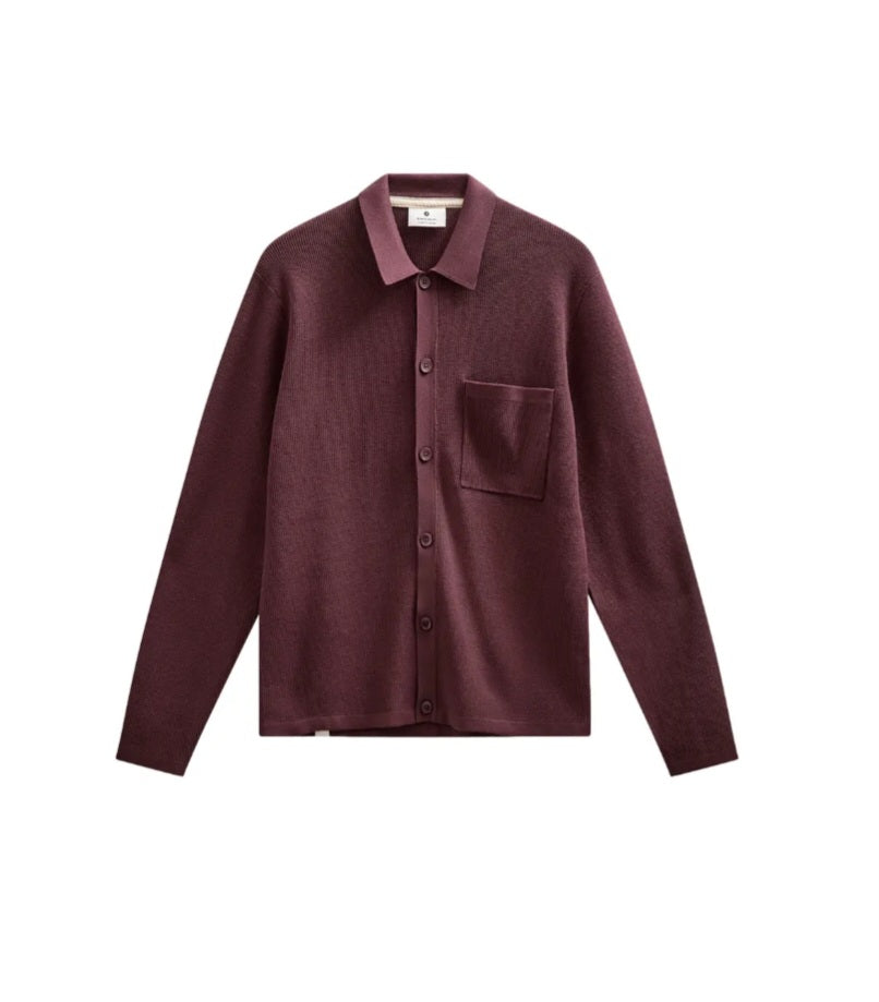 AKSVEND NEEDLE RIB CARDIGAN ANERKJENDT COLOR VINEYARD WINE