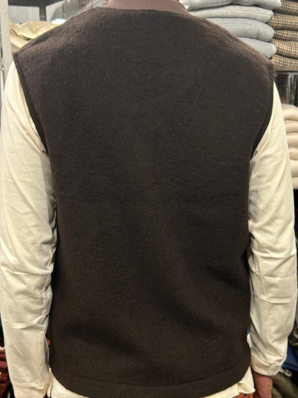 SEADOG OLIVER VEST ZIP LANA COTTA COLOR MORO MADE IN ITALY