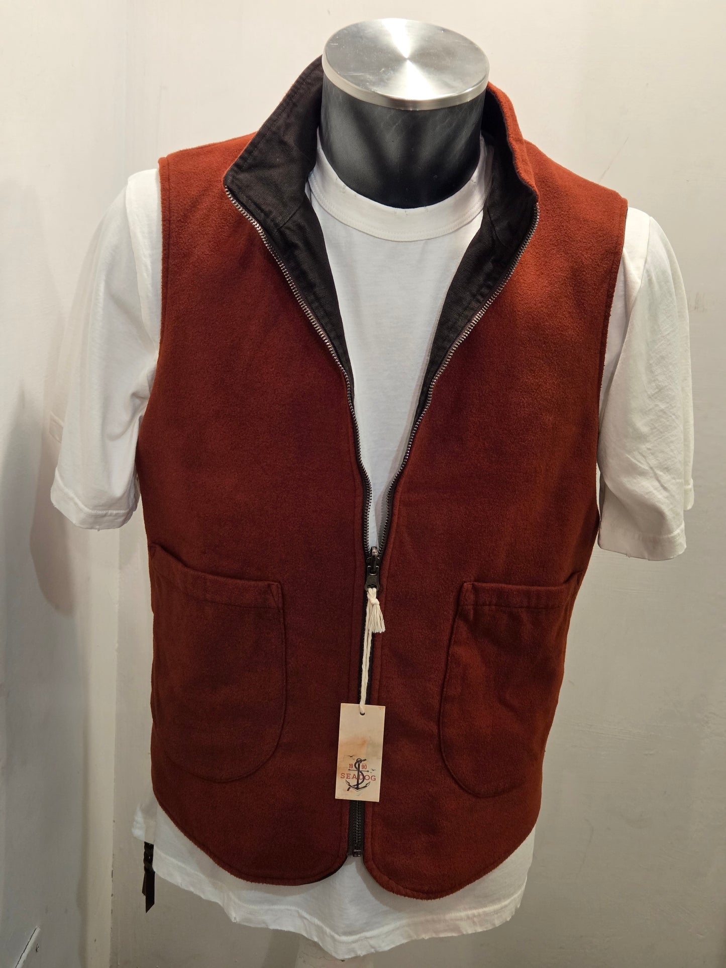 GILET SEADOG DOUBLE FACE JEFF PANNO RING NERO/COCCIO