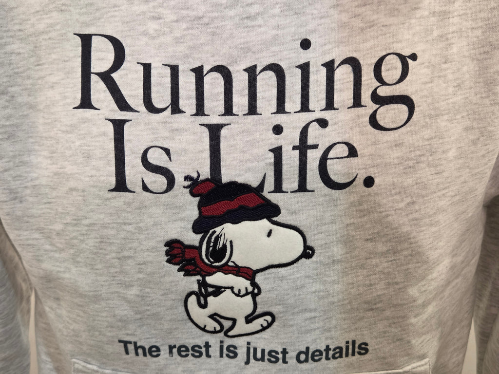 FELPA IN THE BOX CAPPUCCIO GRIGIA SNOOPY RUNNING IS LIFE