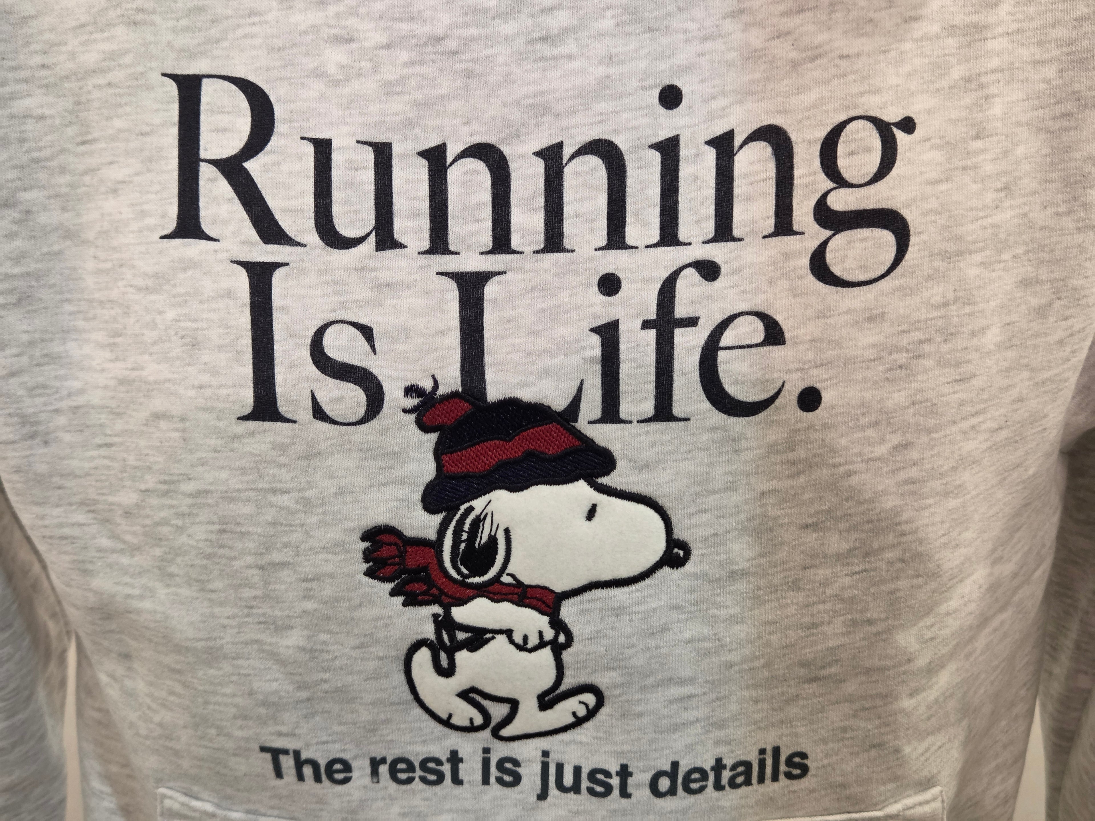 FELPA IN THE BOX CAPPUCCIO GRIGIA SNOOPY RUNNING IS LIFE