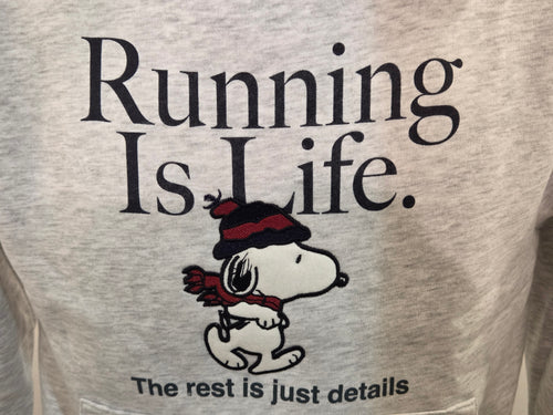 FELPA IN THE BOX CAPPUCCIO GRIGIA SNOOPY RUNNING IS LIFE