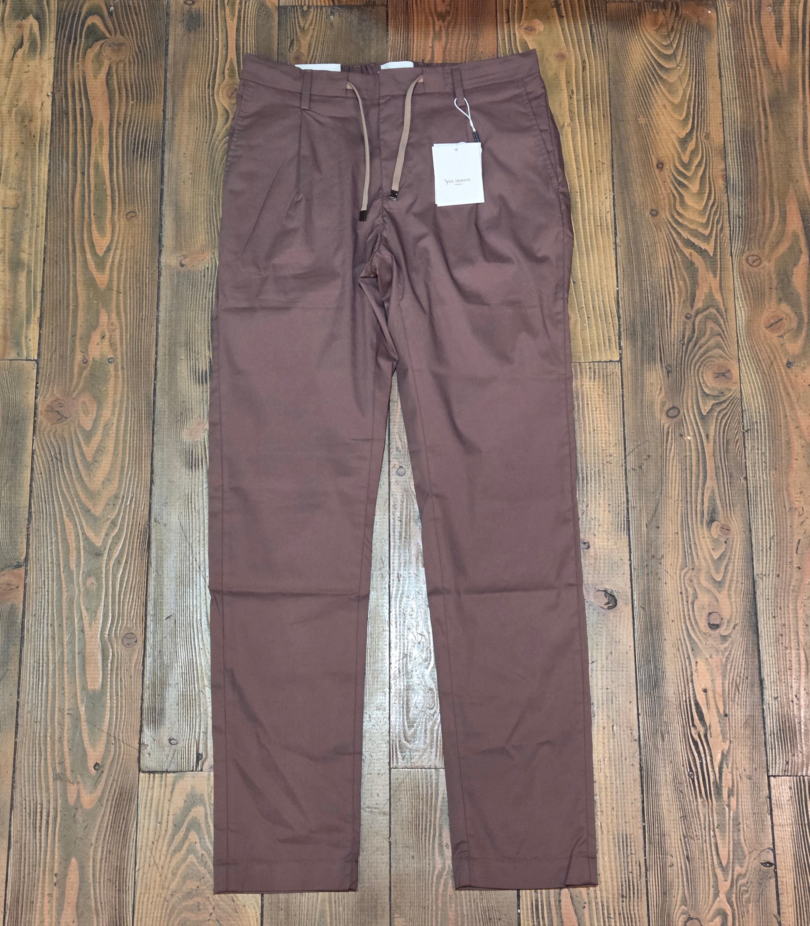 PANTALONI YAN SIMMON LIFE TELA PARACADUTE T543L CON LACCIO COLOR CIOCCOLATO