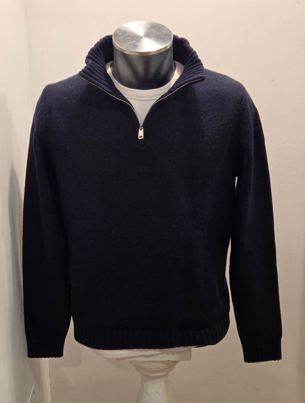 MAGLIONE RE-BRANDED IN CASHEMERE CON ZIP COLOR BLU