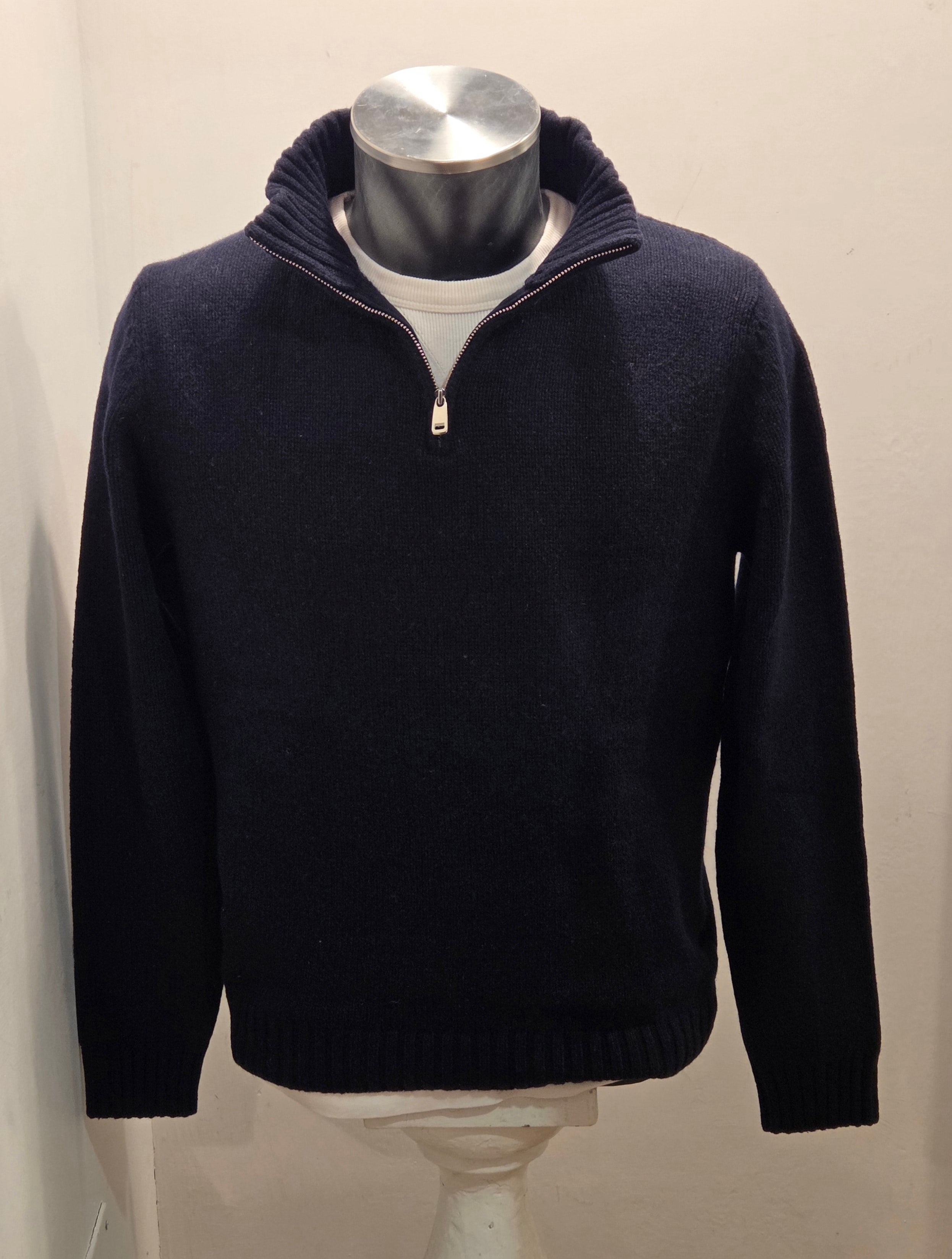 MAGLIONE RE-BRANDED IN CASHEMERE CON ZIP COLOR BLU