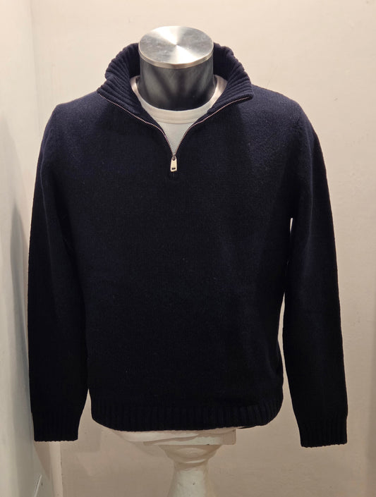 MAGLIONE RE-BRANDED IN CASHEMERE CON ZIP COLOR BLU