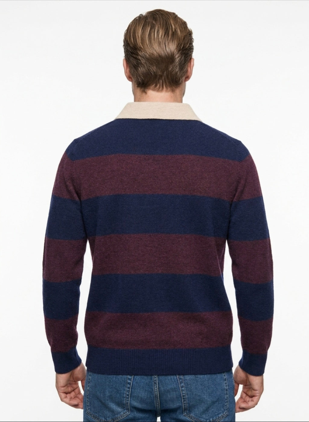 MAGLIA POLO RUGBY IN LANA IN THE BOX COLOR BLU/BORDEAUX